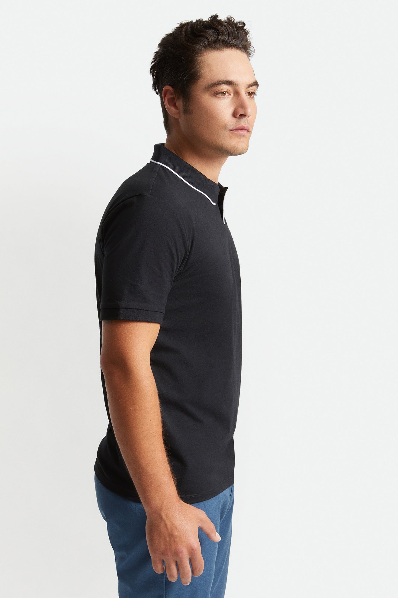 Brixton Proper S/S Polo Strikkevarer Herre Sort Hvide | 0859LTKIM