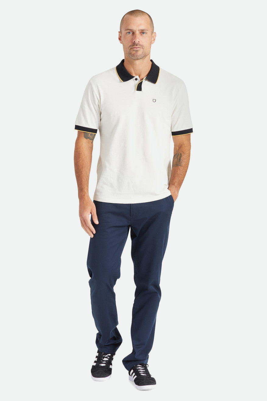 Brixton Proper S/S Polo Strikkevarer Herre Hvide Sort | 2796LBQTU