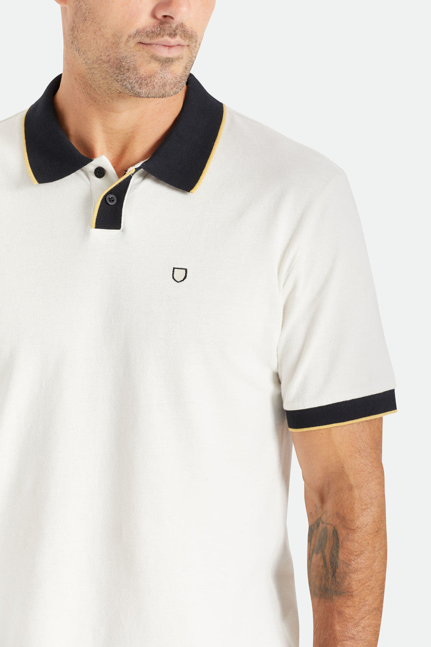 Brixton Proper S/S Polo Strikkevarer Herre Hvide Sort | 2796LBQTU