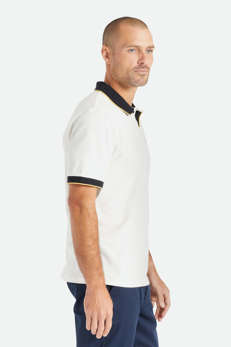 Brixton Proper S/S Polo Strikkevarer Herre Hvide Sort | 2796LBQTU