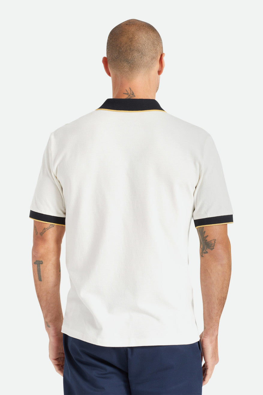 Brixton Proper S/S Polo Strikkevarer Herre Hvide Sort | 2796LBQTU