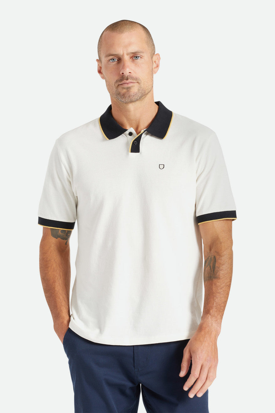 Brixton Proper S/S Polo Strikkevarer Herre Hvide Sort | 2796LBQTU