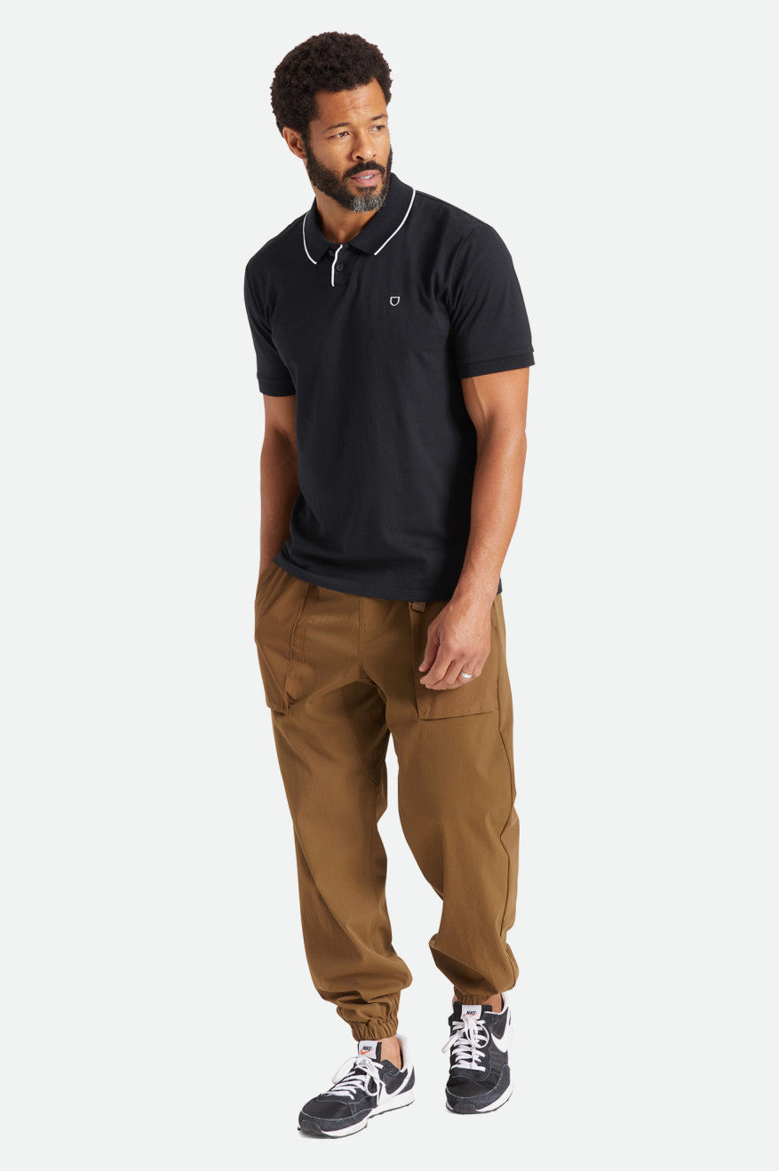 Brixton Proper S/S Polo Strikkevarer Herre Sort | 2935ZMGSR