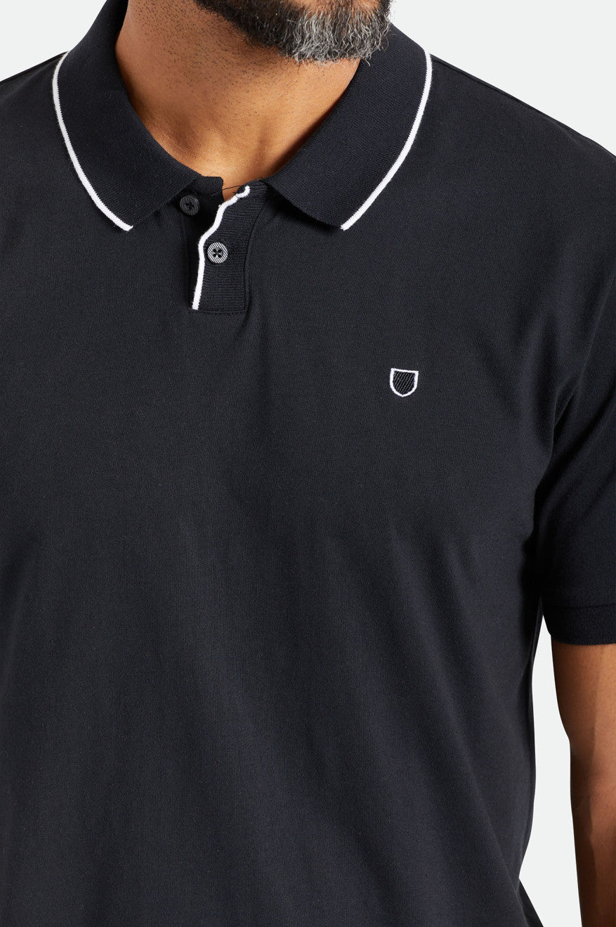 Brixton Proper S/S Polo Strikkevarer Herre Sort | 2935ZMGSR