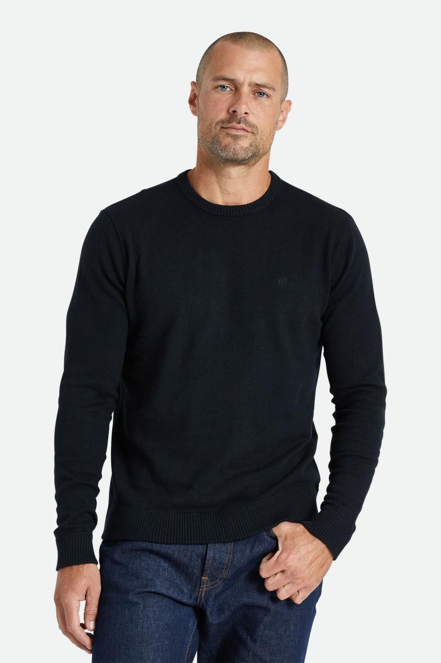 Brixton Reserve Cashmere Sweater Strikkevarer Herre Sort | 8609RLKUF