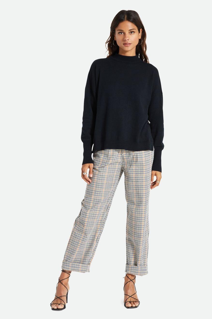 Brixton Reserve Oversized Cashmere Sweater Toppe Dame Sort | 8742ZTRKP