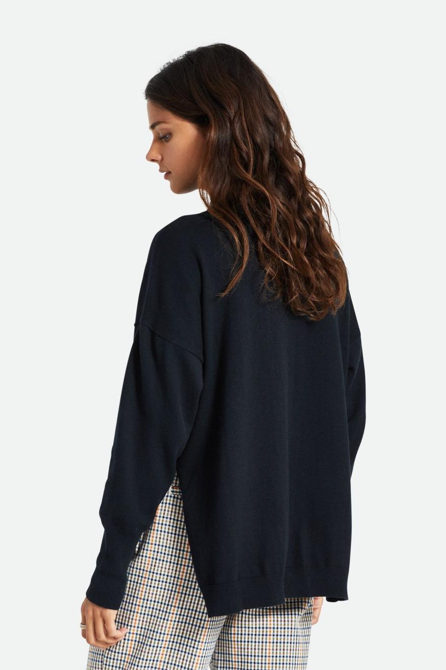 Brixton Reserve Oversized Cashmere Sweater Toppe Dame Sort | 8742ZTRKP