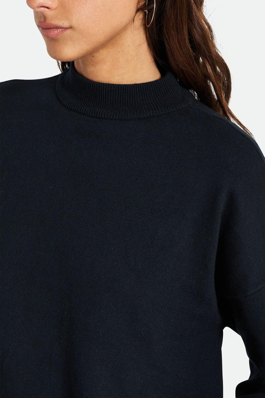 Brixton Reserve Oversized Cashmere Sweater Toppe Dame Sort | 8742ZTRKP